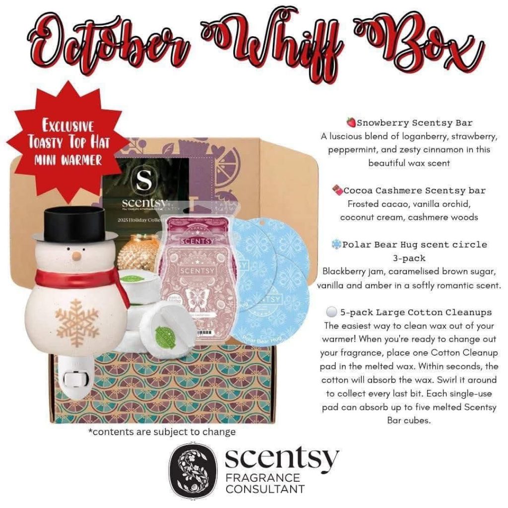 2025 October Scentsy Whiff Box toasty snowman