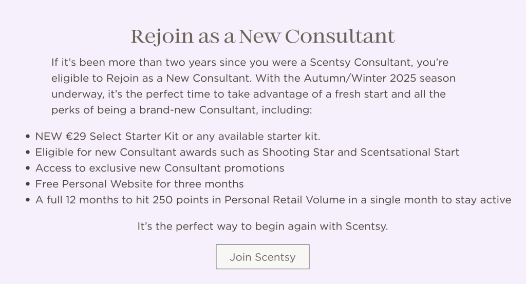 rejoin scentsy as a brand new consultant
