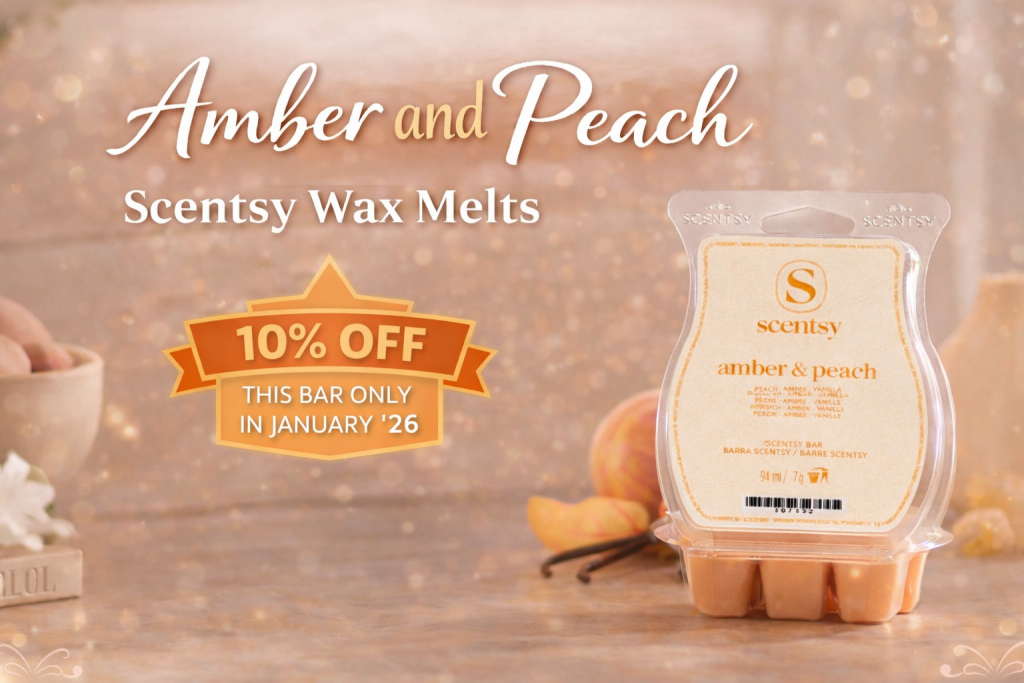 amber and peach scentsy wax melts banner 1 2026