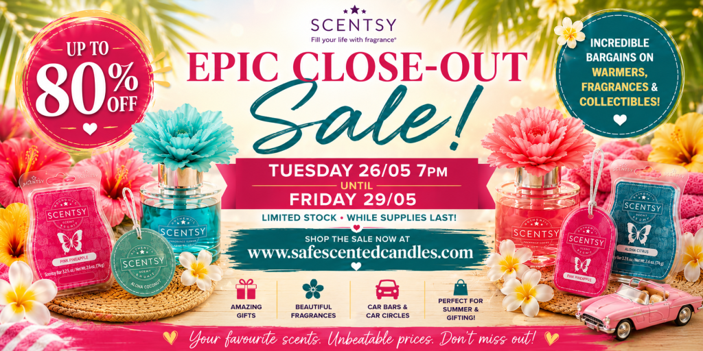 Scentsy Epic Close-Out Sale – Up to 80% Off Starts Friday 2026 Scentsy Epic Close-Out Sale