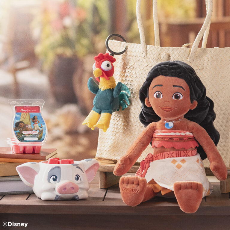 Disney Moana Scentsy Collection 2026 - Ocean-Inspired Buddies and Fragrance UK 2026 Disney Moana Vaiana Scentsy Collection 2026 UK - Pua Warm Fuzzies Warmer Moana Buddy Hei Hei Buddy Clip Spirit of Motunui fragrance available 22 June