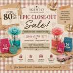 Scentsy Weekend Sale June 2026 promotional graphic up to 80 percent off this weekend only ends 7pm BST 29 June