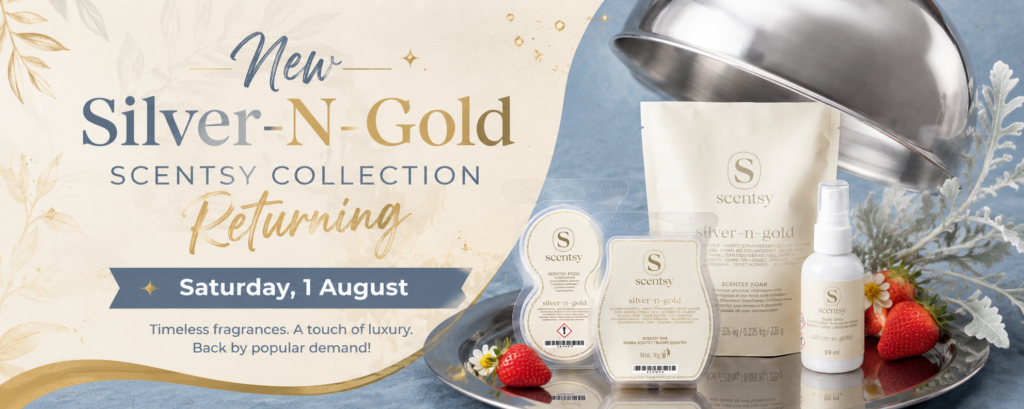 New Silver-N-Gold Scentsy Collection 2026 – Returning Fragrance Launches 1 August 2026 New Silver-N-Gold Scentsy Collection