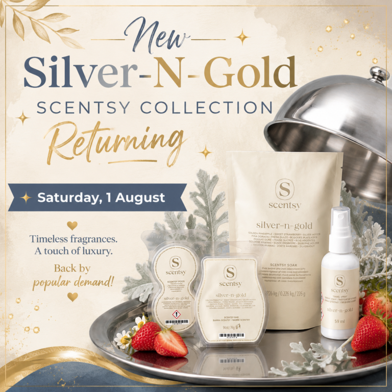 New Silver-N-Gold Scentsy Collection 2026 – Returning Fragrance Launches 1 August 2026 New Silver-N-Gold Scentsy Collection 2026