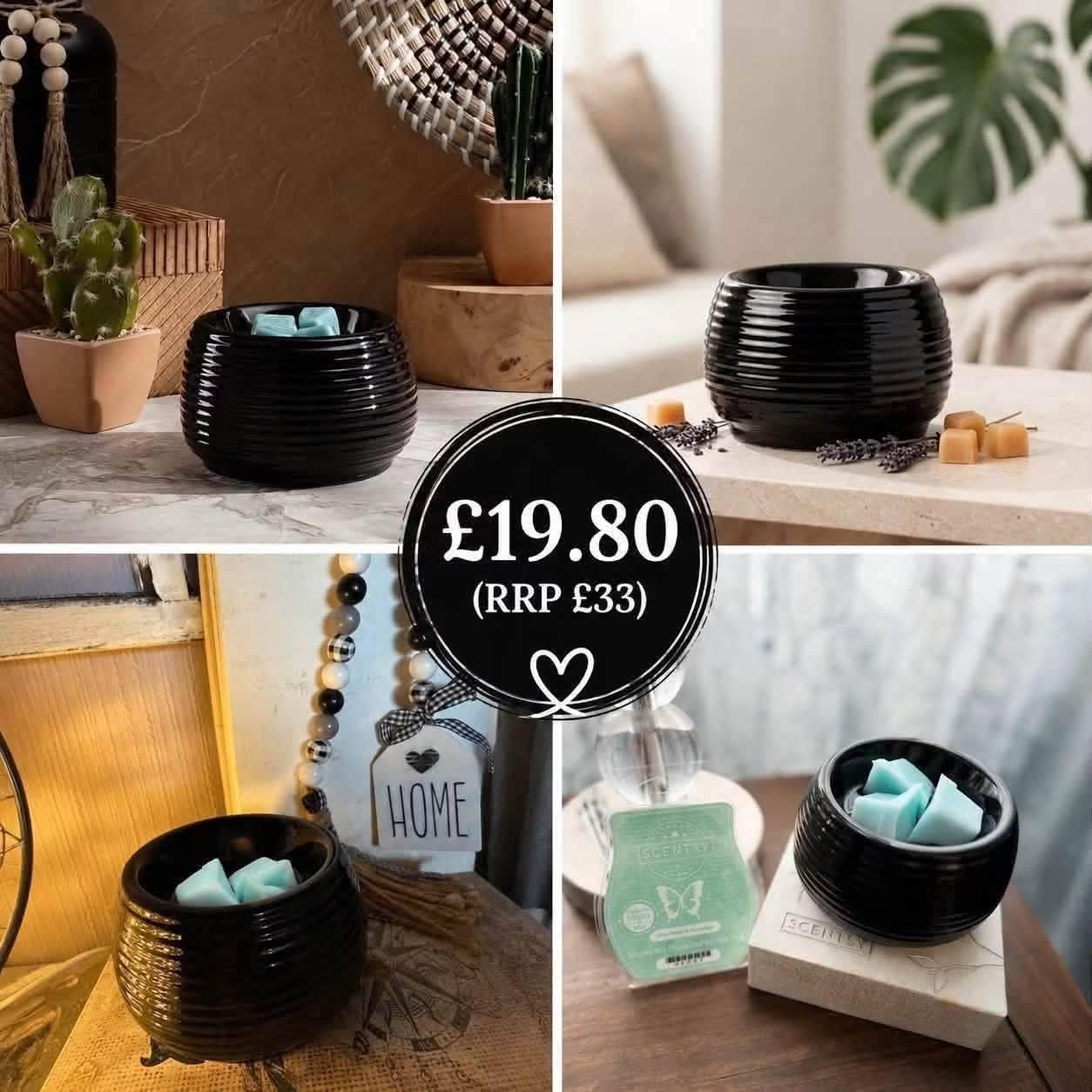 8 Cheapest Scentsy Warmers on Sale UK: Real Bargains From £8.40 2026 Jet Scentsy Warmer sale UK 2026 black ribbed wax warmer reduced from 33 to 19.80