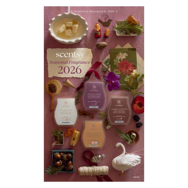 Scentsy Seasonal Fragrances 2026 UK - 25 autumn and Christmas scents in Scentsy Bars Candles and Fragrance Flowers launching 1 September