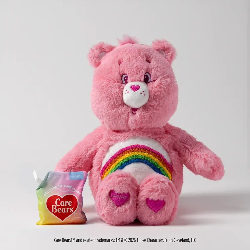 Care Bears Bedtime Bear and Funshine Bear Join the Scentsy Collection 2026 Care Bears Cheer Bear Scentsy Buddy