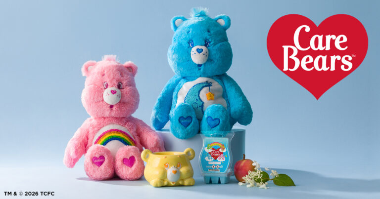 Care Bears Bedtime Bear and Funshine Bear Join the Scentsy Collection 2026 Care Bears Scentsy Collection 2026 UK - Bedtime Bear Weighted Buddy, Funshine Bear Warmer and Cheer Bear Buddy