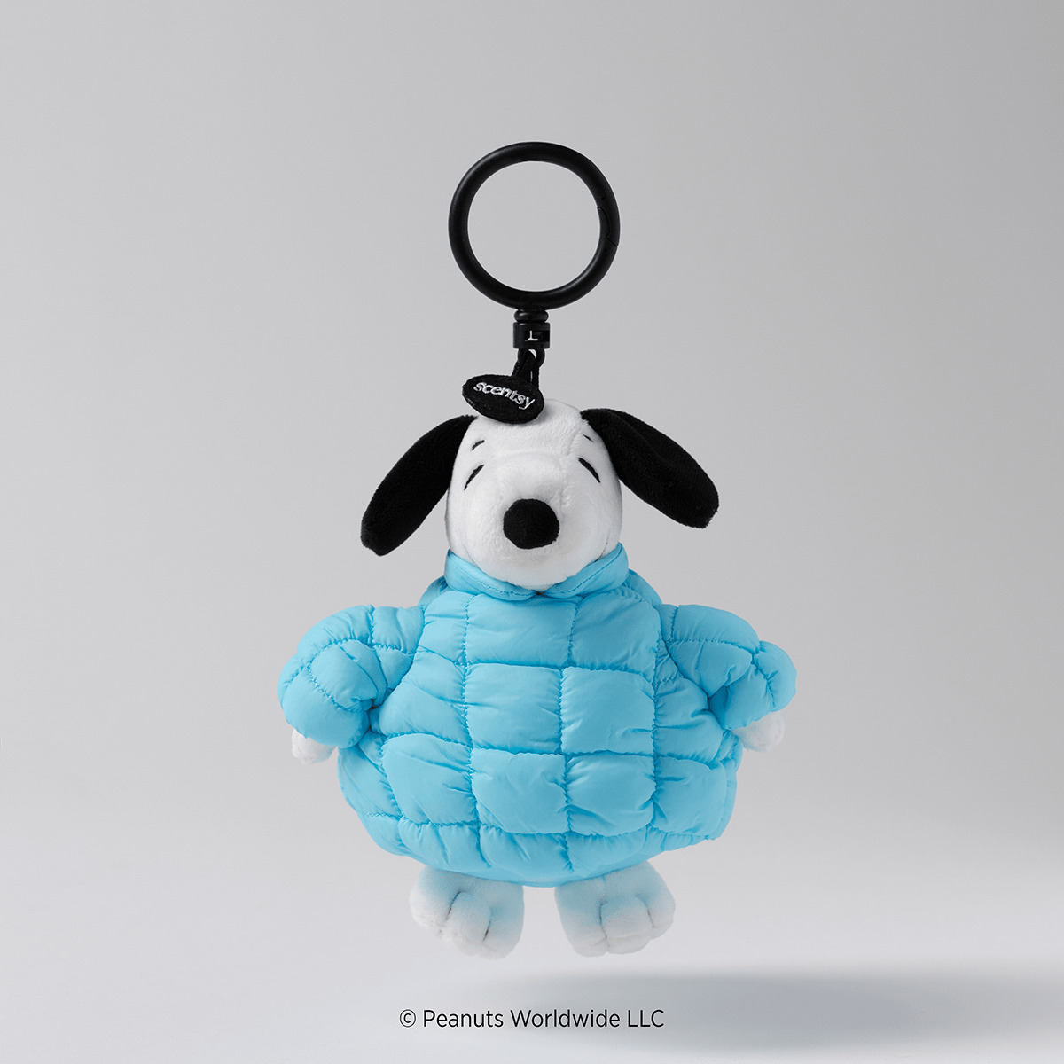 Peanuts Snoopy puffer jacket Scentsy Buddy Clip UK Europe 2026 new launch light blue puffer jacket