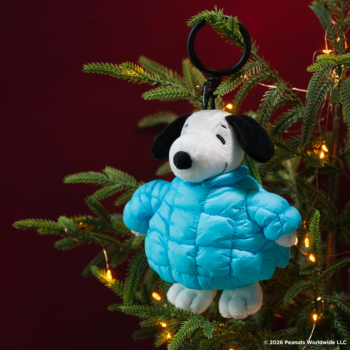 Peanuts Snoopy puffer jacket Scentsy Buddy Clip UK 2026 new launch £31 / €37 on a Christmas tree